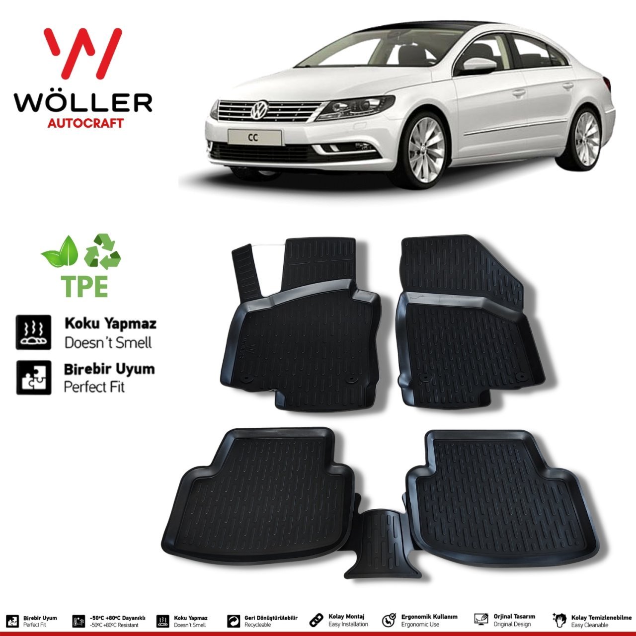 Volkswagen Passat CC Paspas 2008 2015 Arası 3d Havuzlu Wöller Paspas
