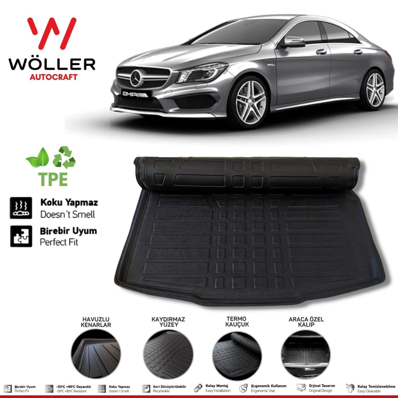 Mercedes CLA Bagaj Havuzu 2013 2018 Arası 3D Wöller Ultraflex Esnek