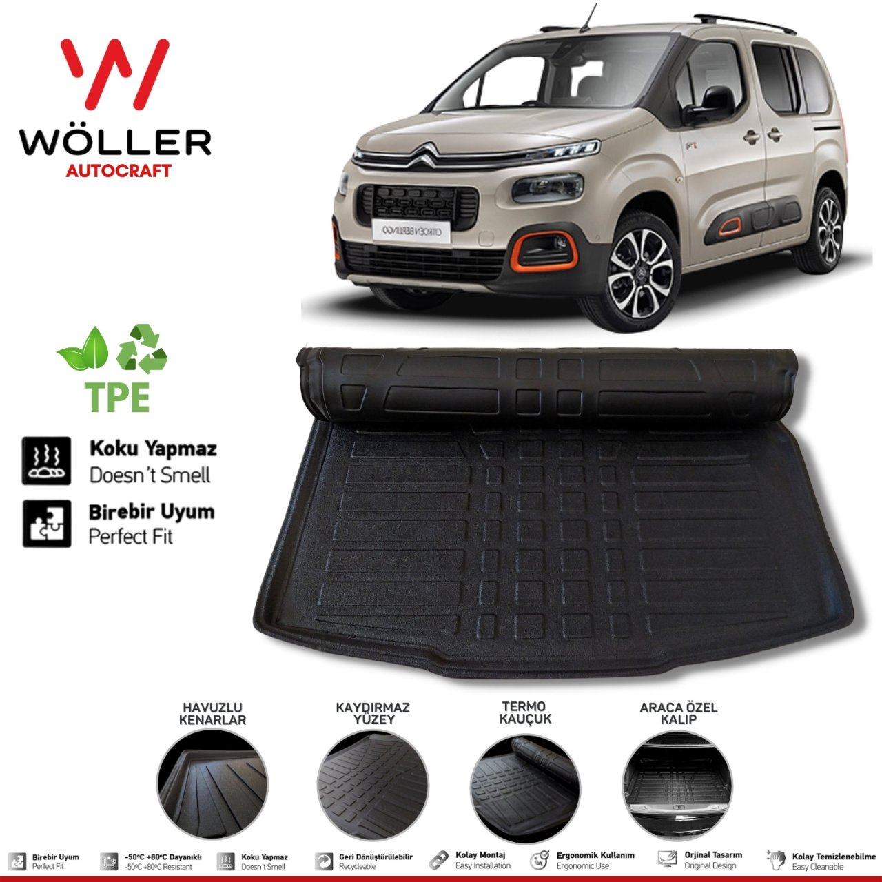 Citroen Berlingo Bagaj Havuzu 2019 Sonrası 3D Wöller Ultraflex Esnek