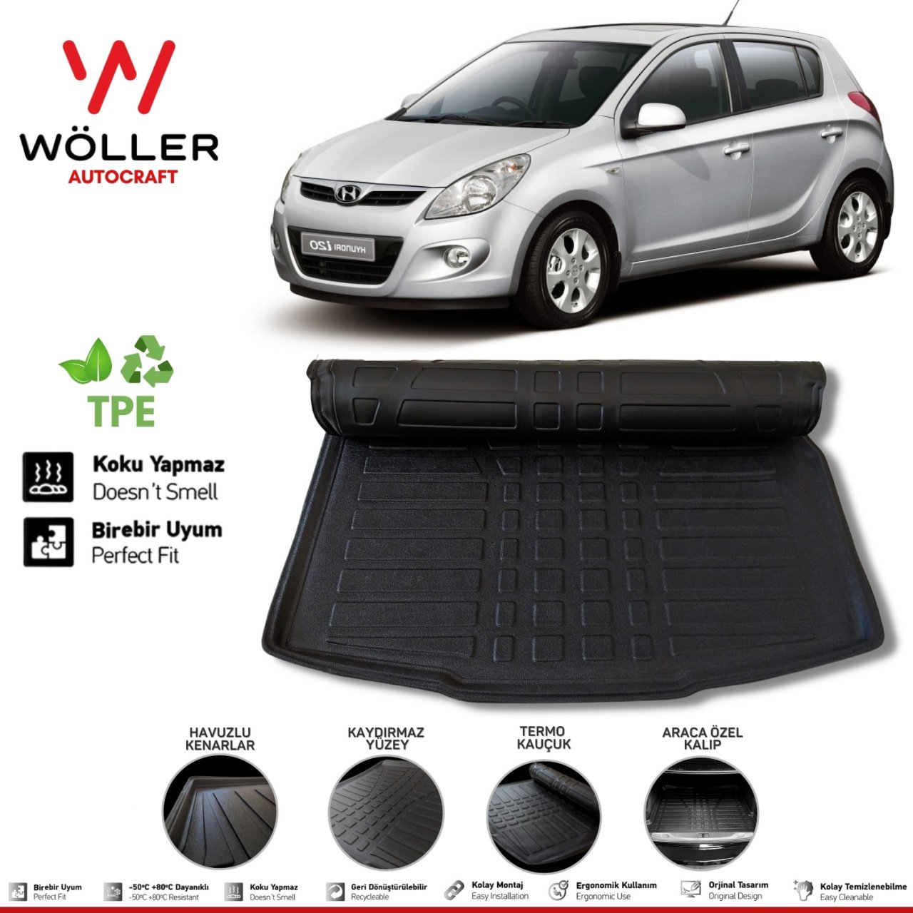 Hyundai İ20 Bagaj Havuzu 2009 2014 Arası 3D Wöller Ultraflex Esnek