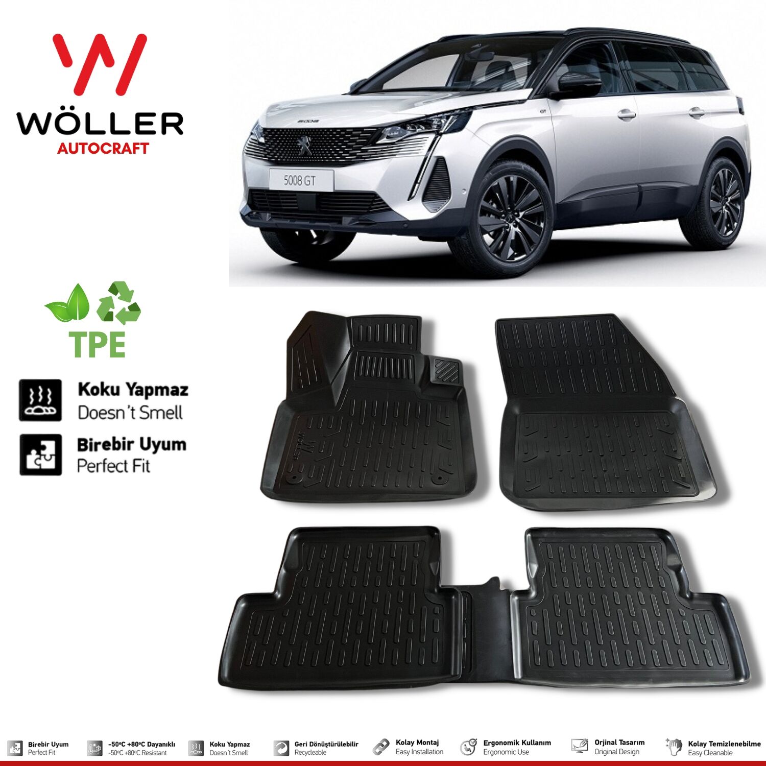 Peugeot 5008 Paspas 2021 Sonrası 3d Havuzlu Wöller Paspas