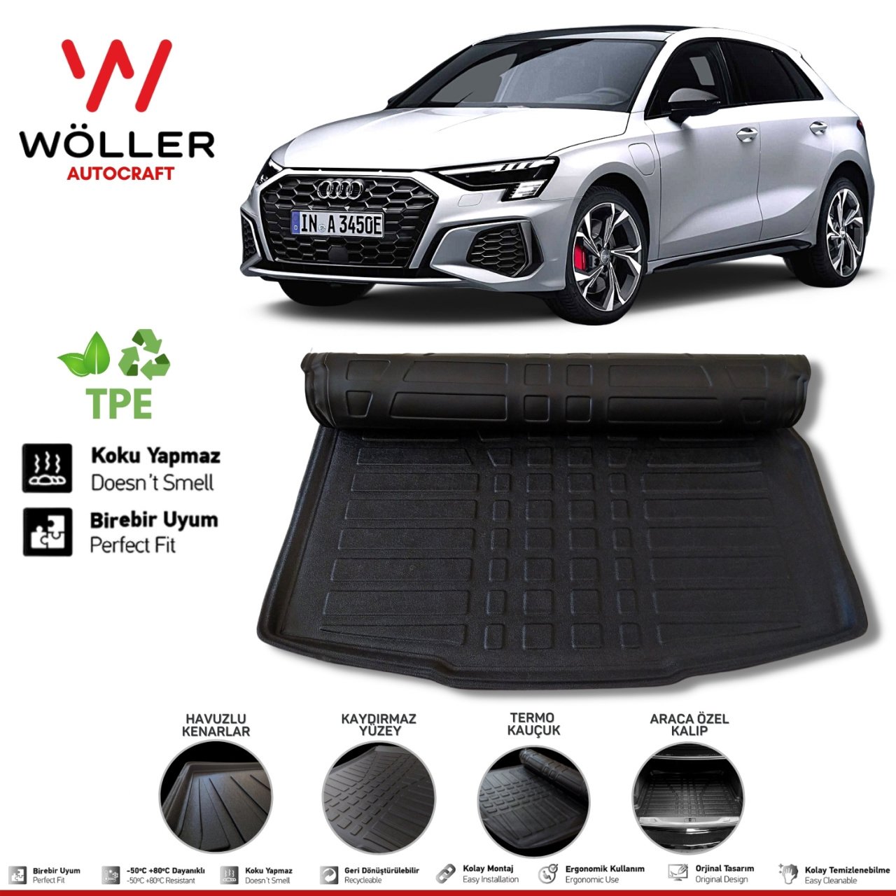 Audi A3 Bagaj Havuzu Sportback 2021 Sonrası 3D Wöller Ultraflex Esnek