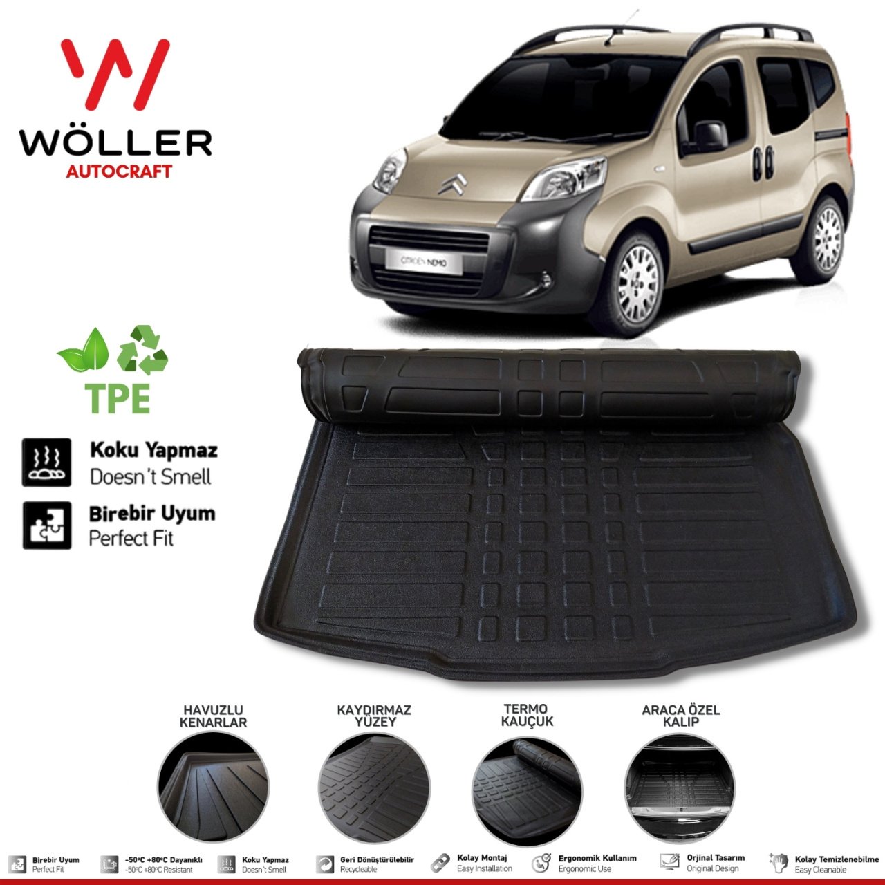 Citroen Nemo Bagaj Havuzu 2008 2020 Arası 3D Wöller Ultraflex Esnek