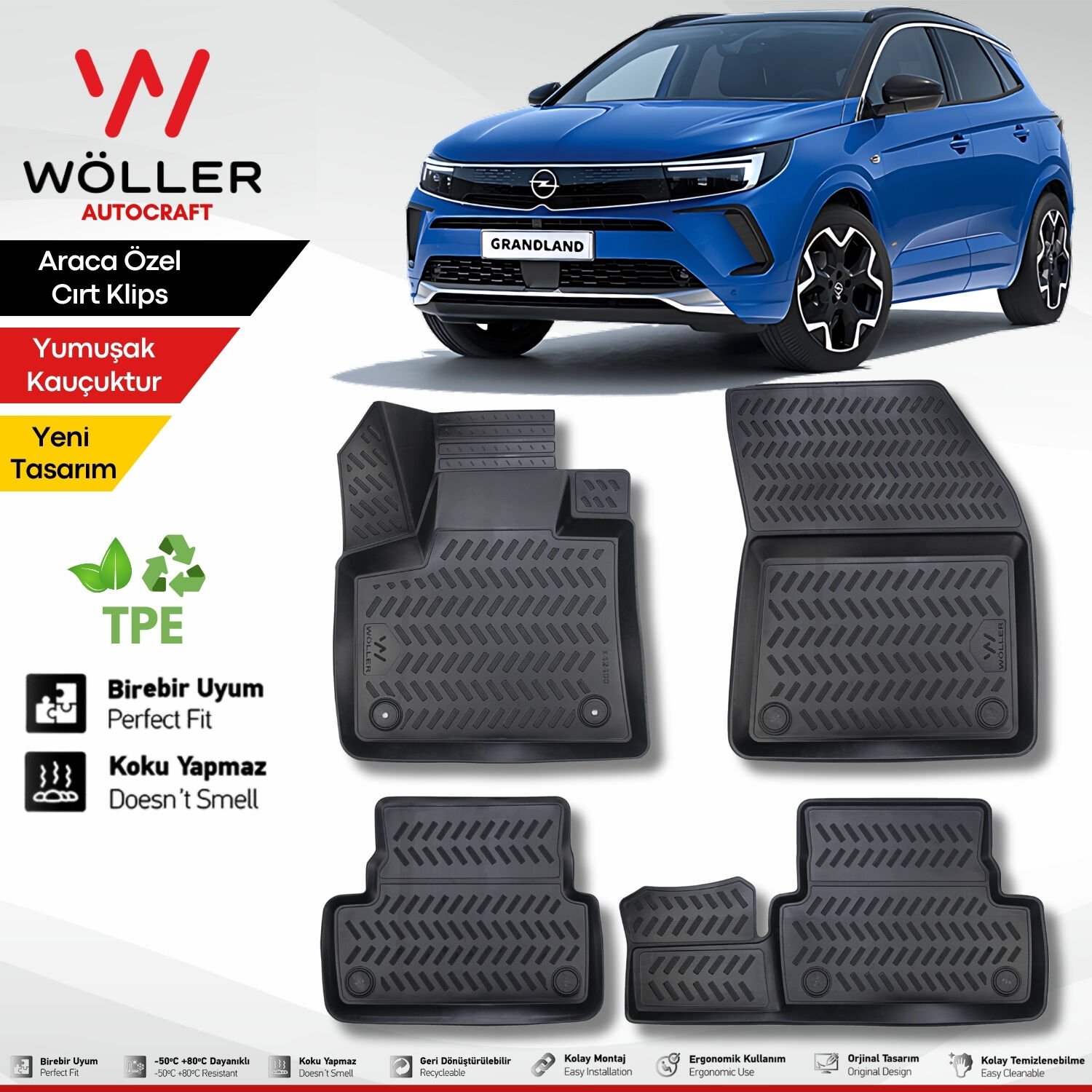 Opel Grandland Paspas 2017 2024 Arası Uyumlu 3d Havuzlu Wöller Paspas