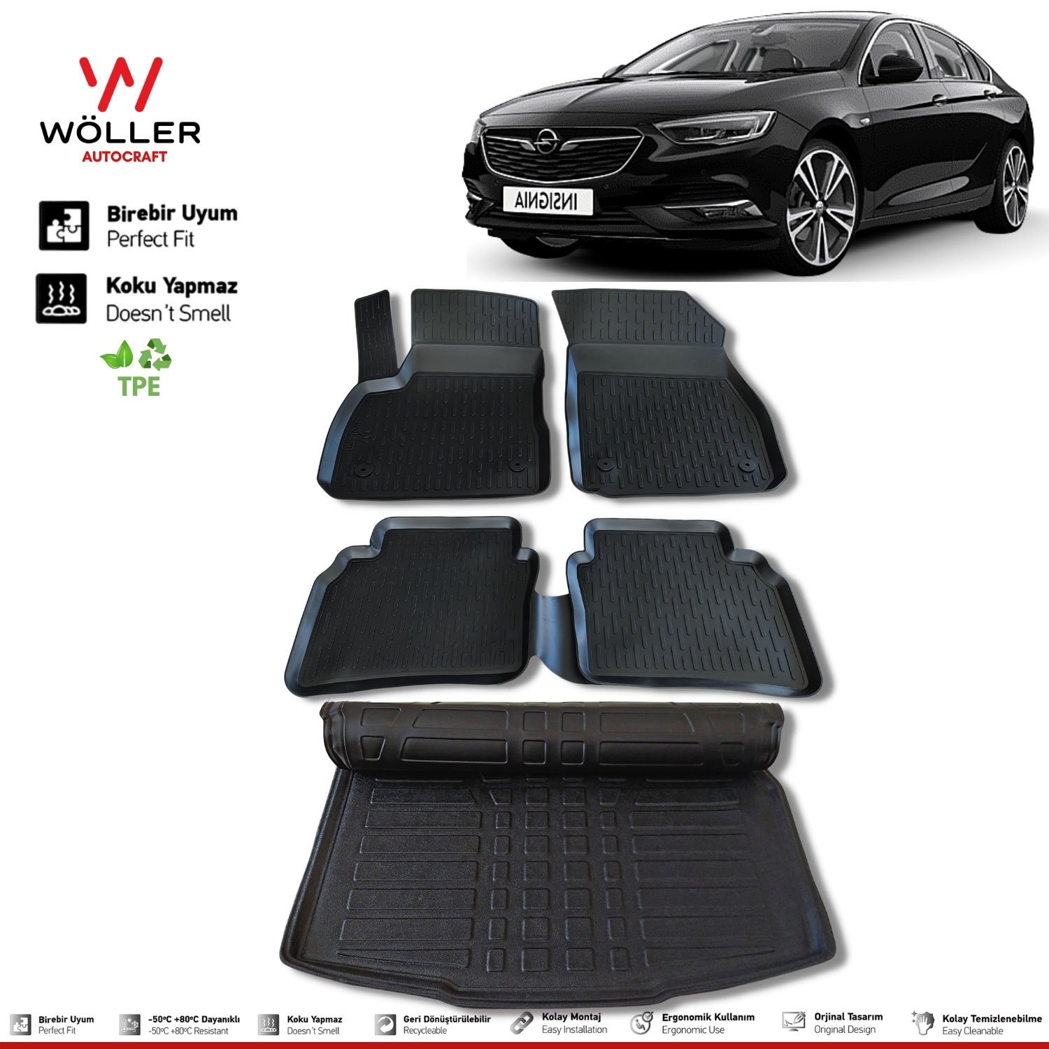 Opel Insignia Paspas Bagaj Havuzu 2017 Sonrası 3d Ultraflex Set