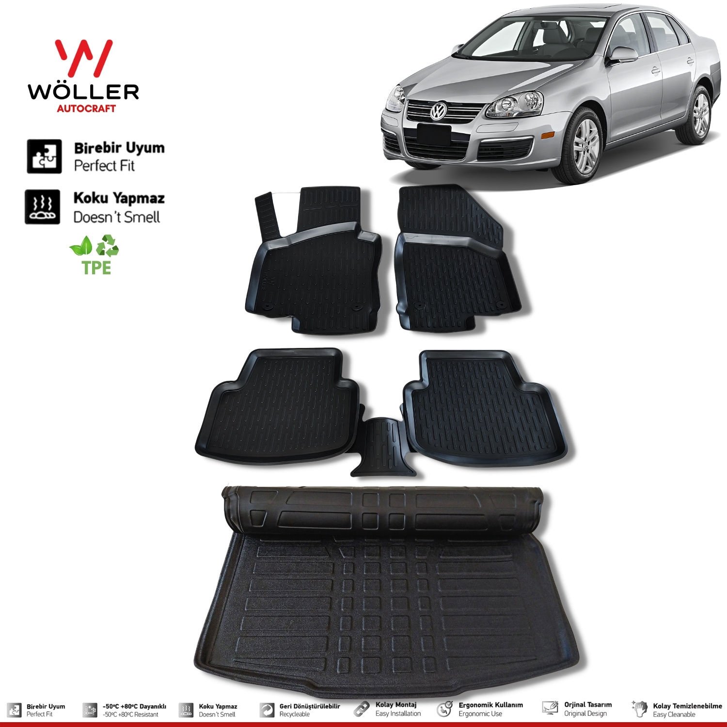 Volkswagen Jetta Paspas Bagaj Havuzu 2005 2010 Arası 3d Ultraflex Set