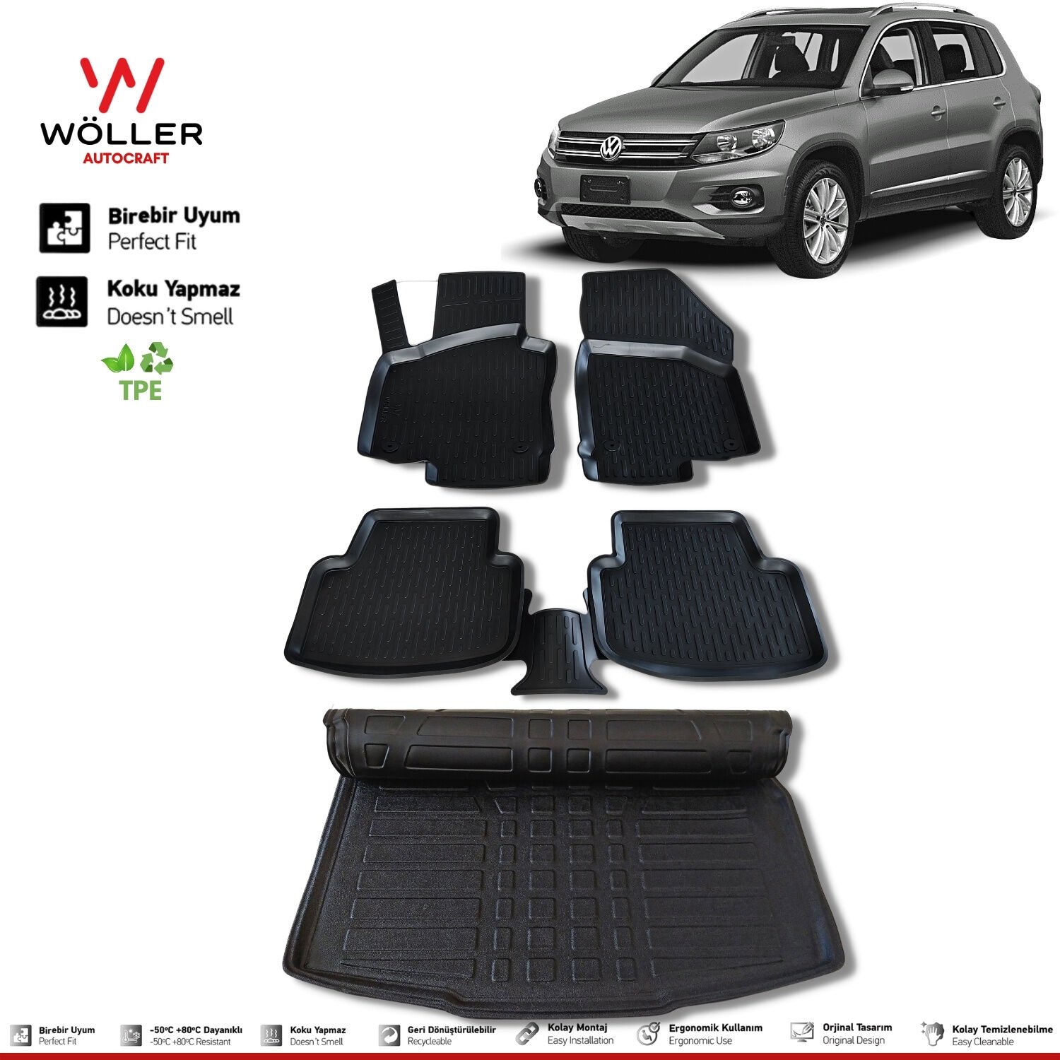 Volkswagen Tiguan Paspas Bagaj Havuzu 2007 2015 Arası 3d Havuzlu