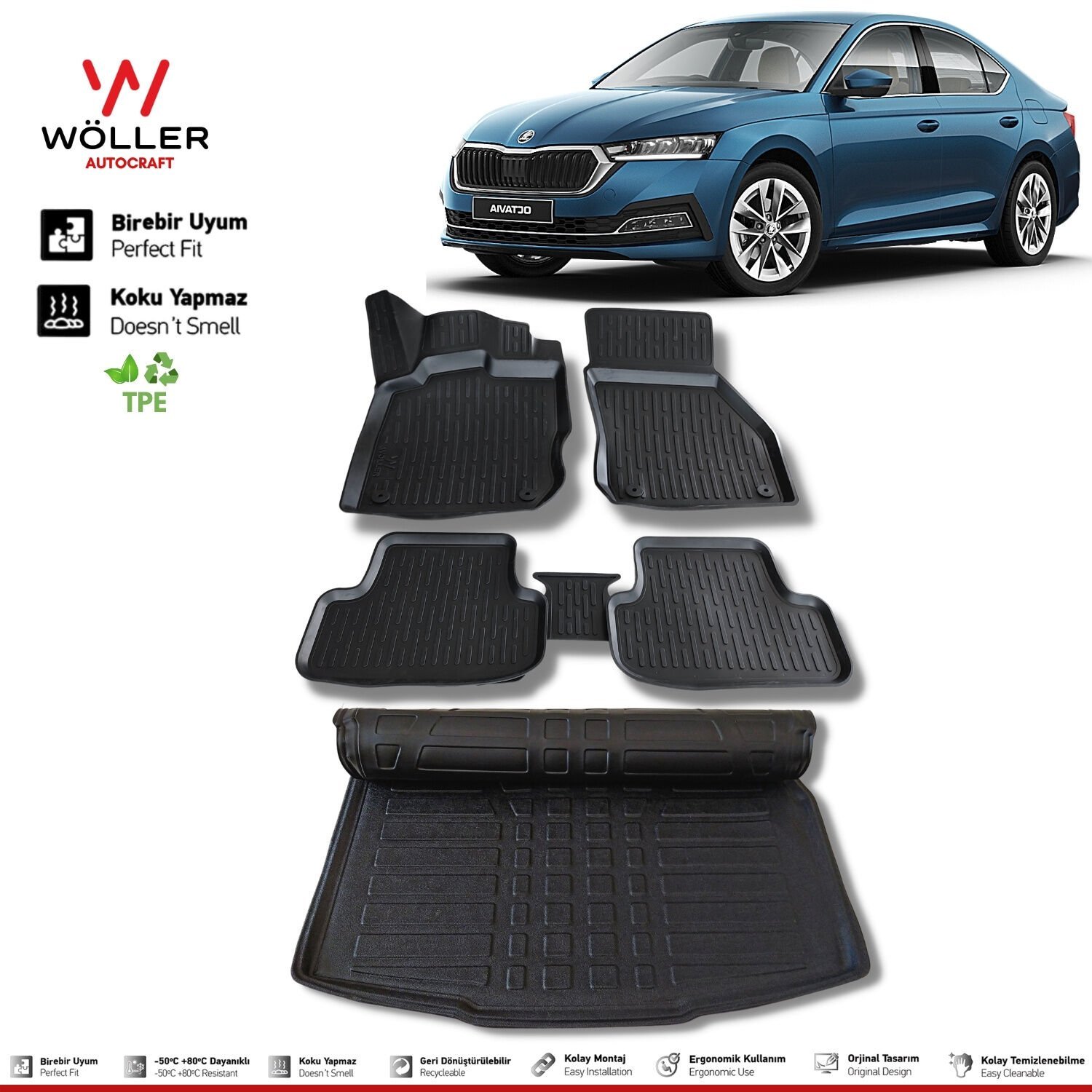 Skoda Octavia Paspas Bagaj Havuzu Set 2021 Sonrası 3d Ultraflex Set
