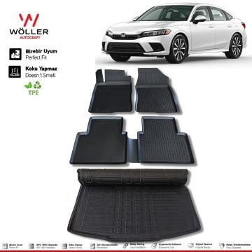 Honda Civic Fe1 Paspas Bagaj Havuzu Set 2022 Sonrası 3d Ultraflex Set