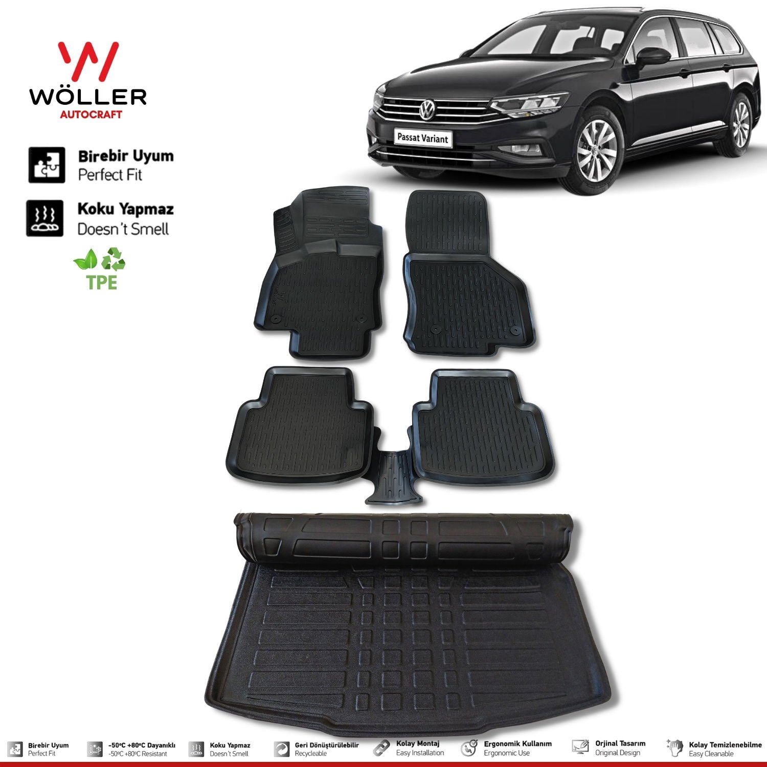 Vw Passat Variant Paspas Bagaj Havuzu Set 2015 Sonrası 3d Ultraflex Set