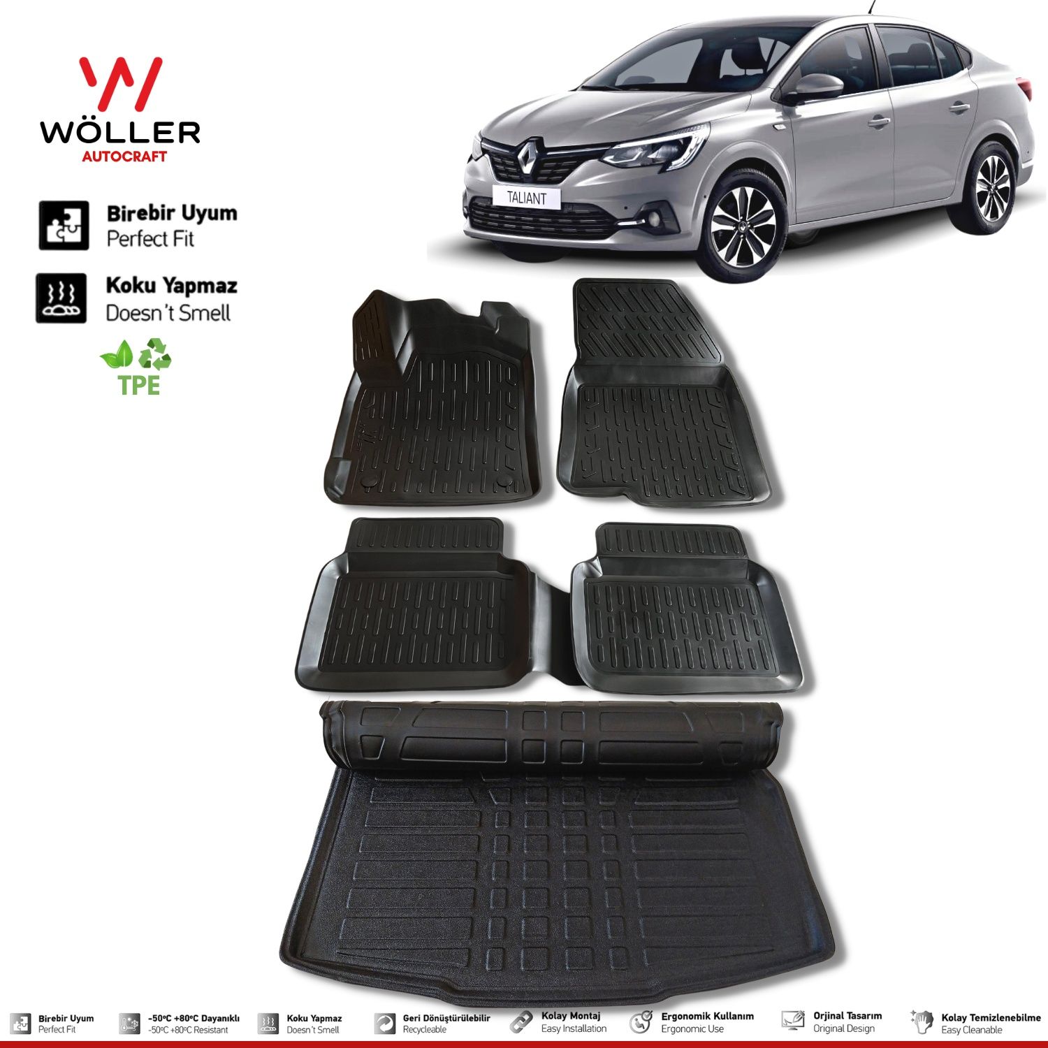 Renault Taliant Paspas Bagaj Havuzu Set 2021 Sonrası 3d Ultraflex Set