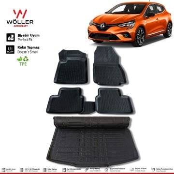 Renault Clio 5 Paspas Bagaj Havuzu Set 2020 Sonrası 3d Ultraflex Set