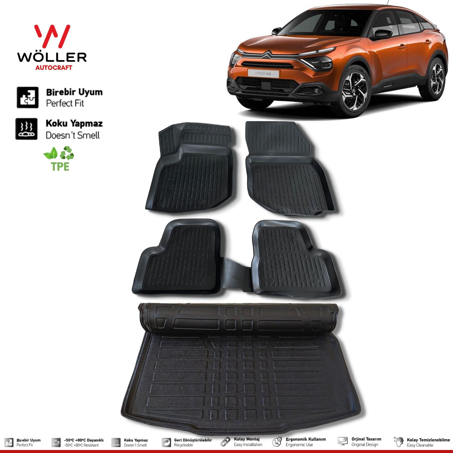 Citroen C4 Paspas Bagaj Havuzu Set 2021 Sonrası 3d Ultraflex Set