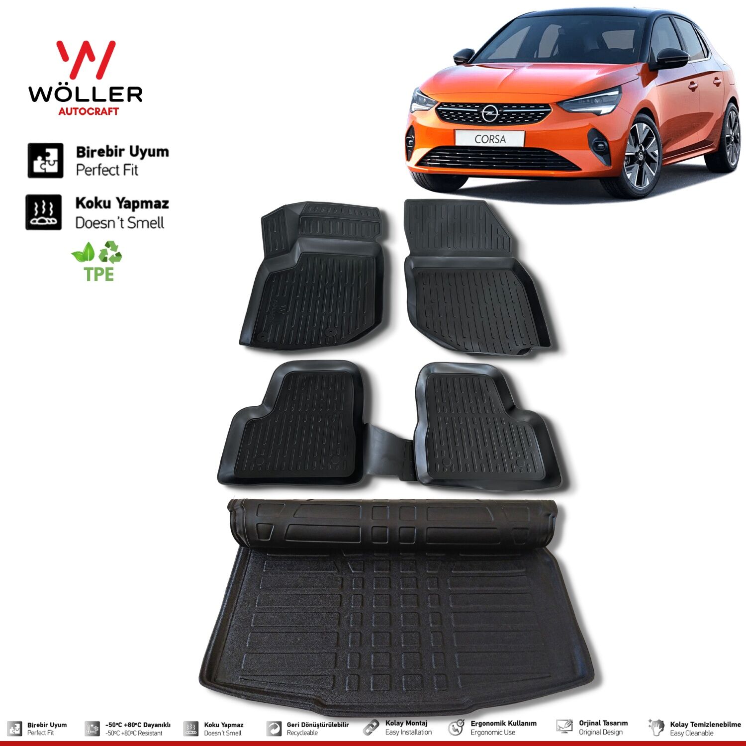 Opel Corsa F Paspas Bagaj Havuzu Set 2019 Sonrası 3d Ultraflex Set