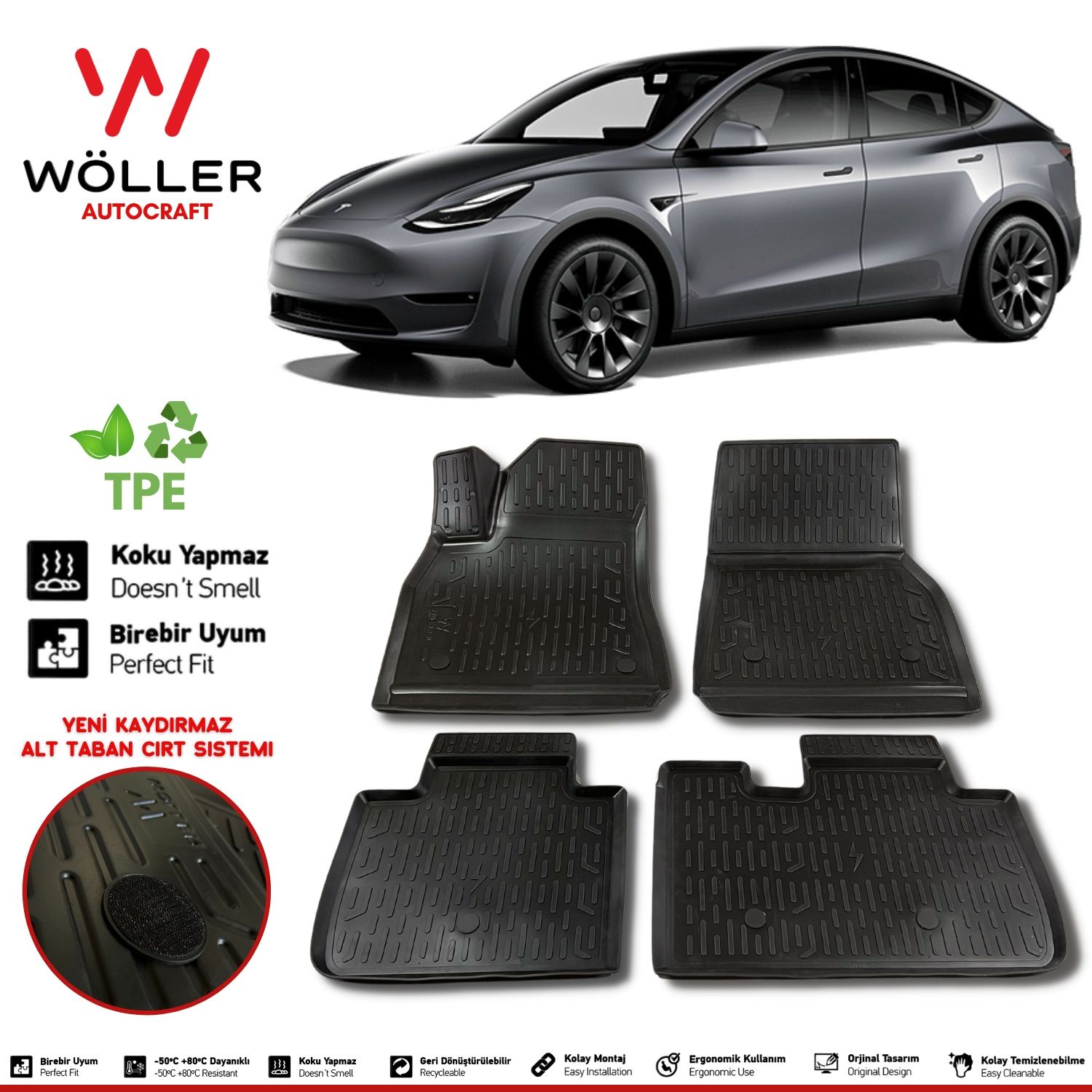 Tesla Model Y Paspas 2019 Sonrası 3d Havuzlu Wöller Paspas