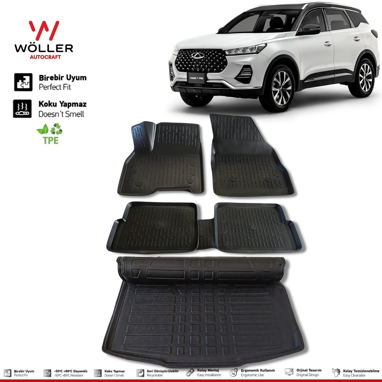 Chery Tiggo 7 Paspas Bagaj Havuzu Set 2022 Sonrası 3d Ultraflex Set