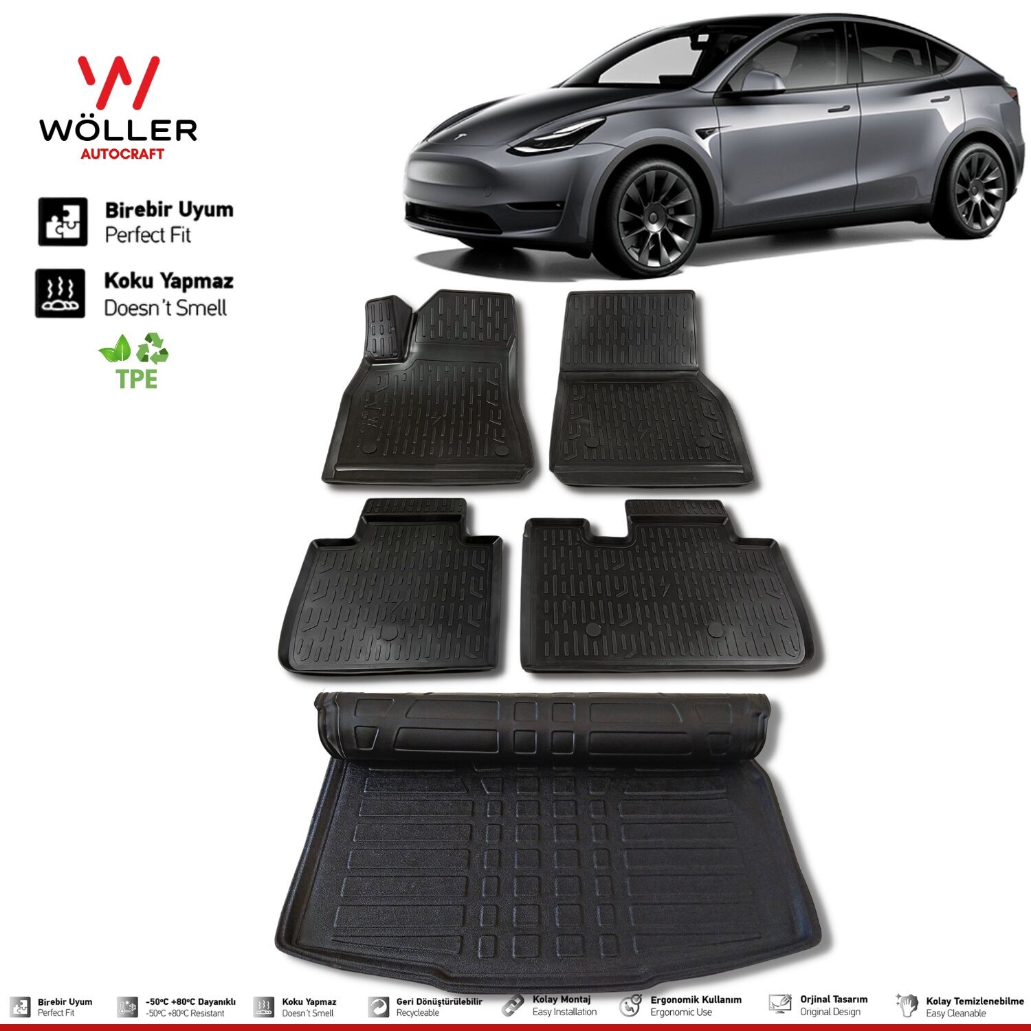 Tesla Model Y Paspas Bagaj Havuzu Set 2019 Sonrası 3d Ultraflex Set