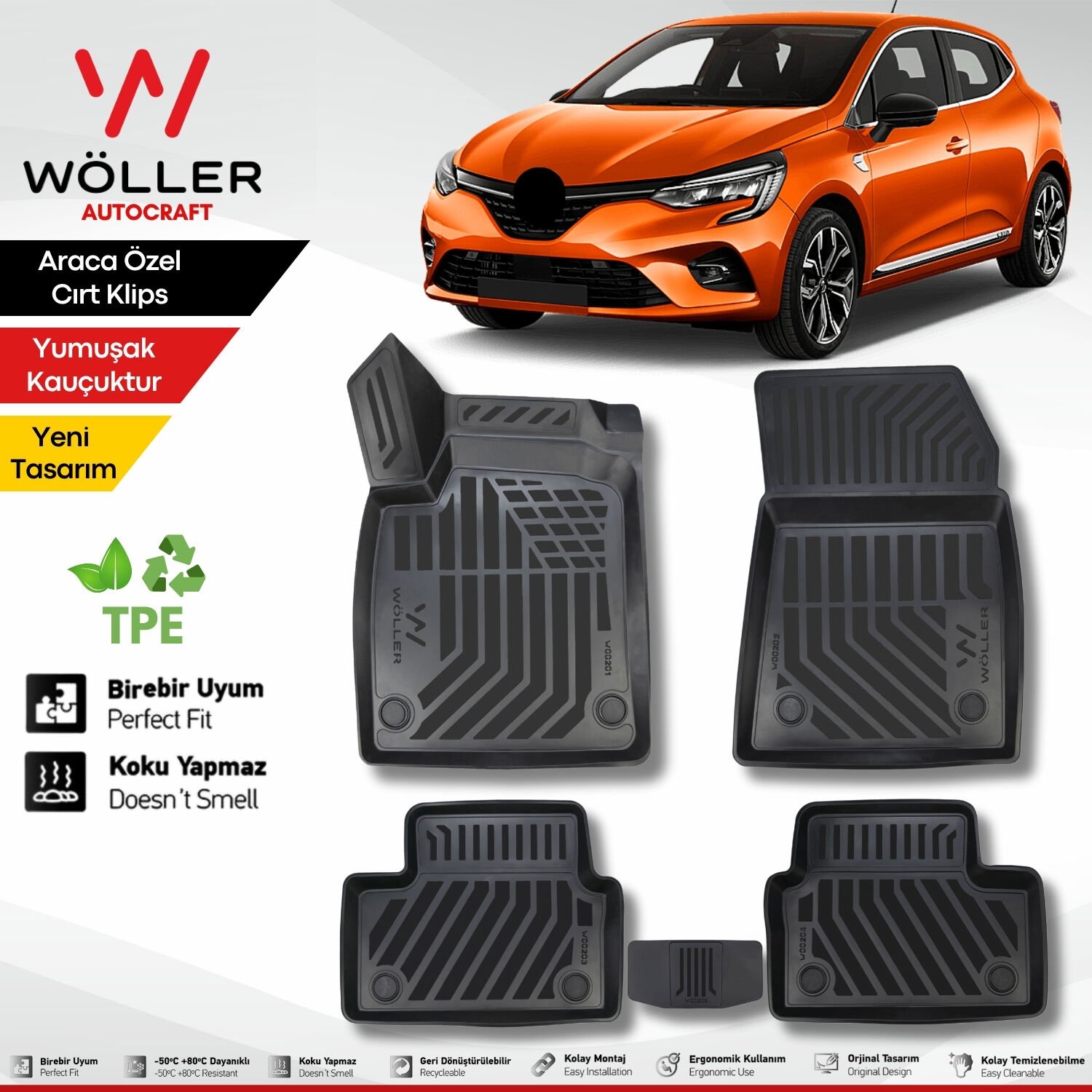 Renault Clio 5 Paspas 2020 Sonrası 3d Havuzlu Wöller Paspas