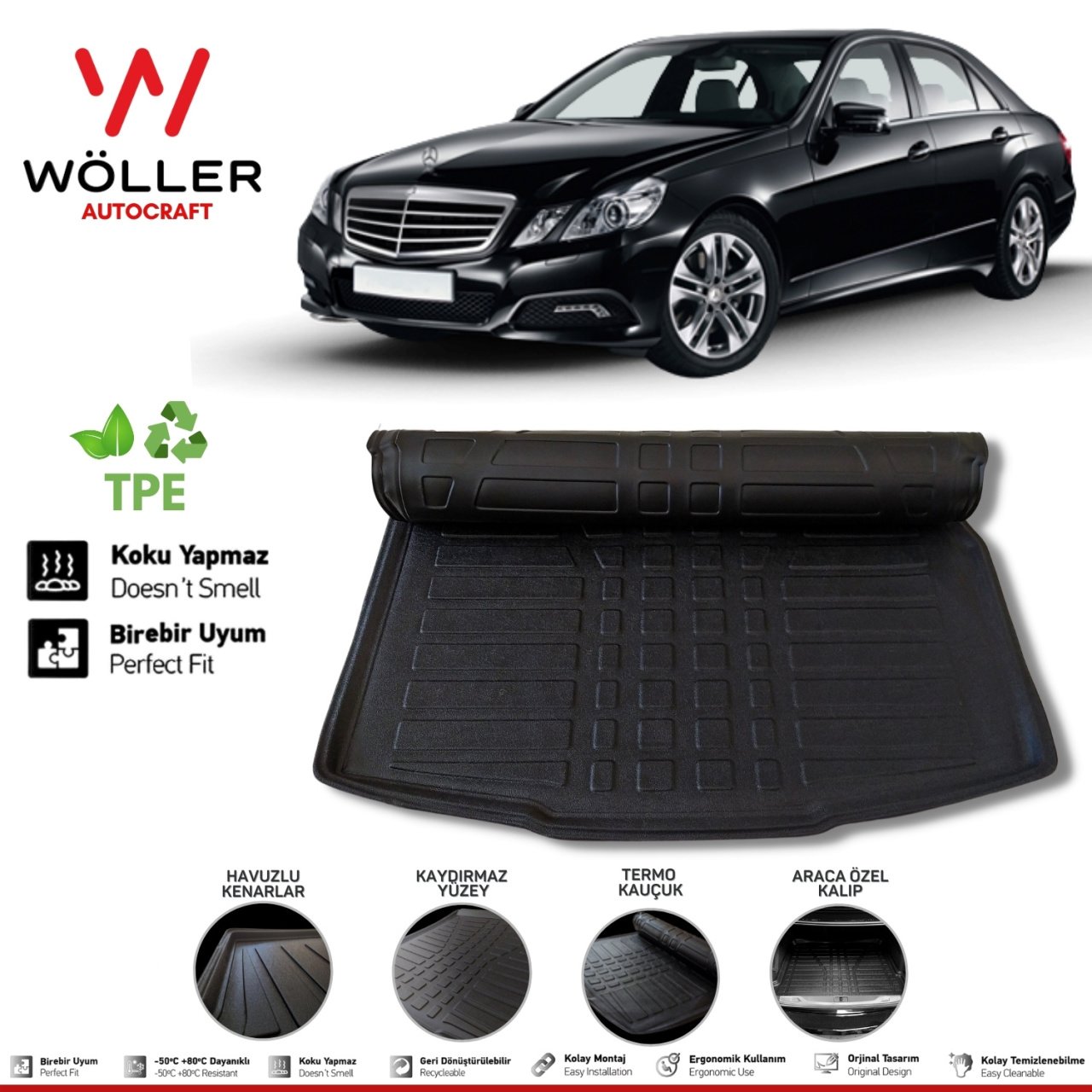 Mercedes E Serisi W212 Bagaj Havuzu 2006 2016 Arası 3D Wöller Ultraflex Esnek