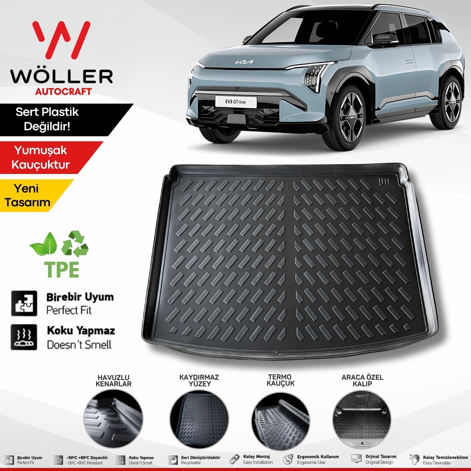 Kia Ev3 Bagaj Havuzu 2024 Sonrası Uyumlu 3D Wöller Ultraflex Esnek