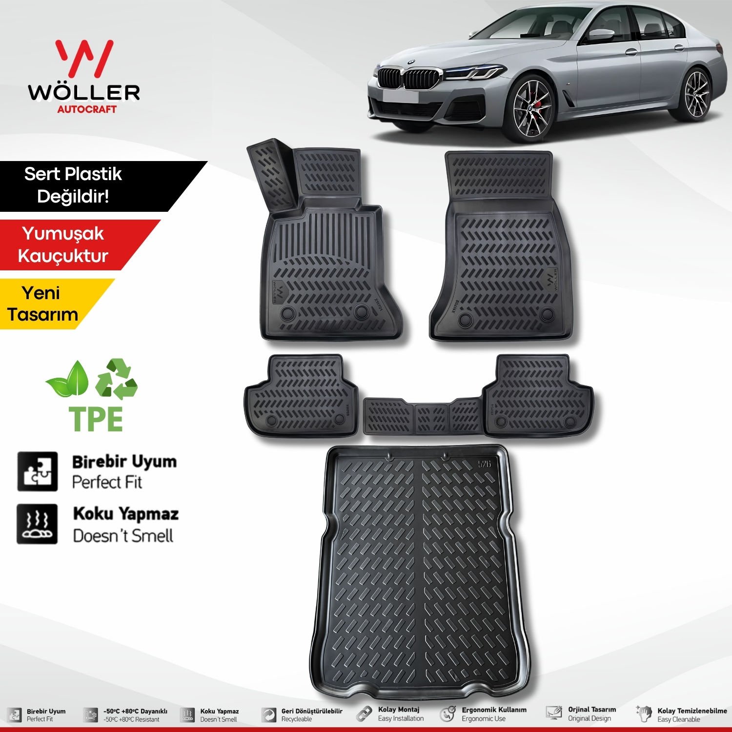 Bmw 5 Serisi G30 Paspas Bagaj Havuzu Set 2017 2023 Arası Uyumlu 3d Wöller Ultraflex Set