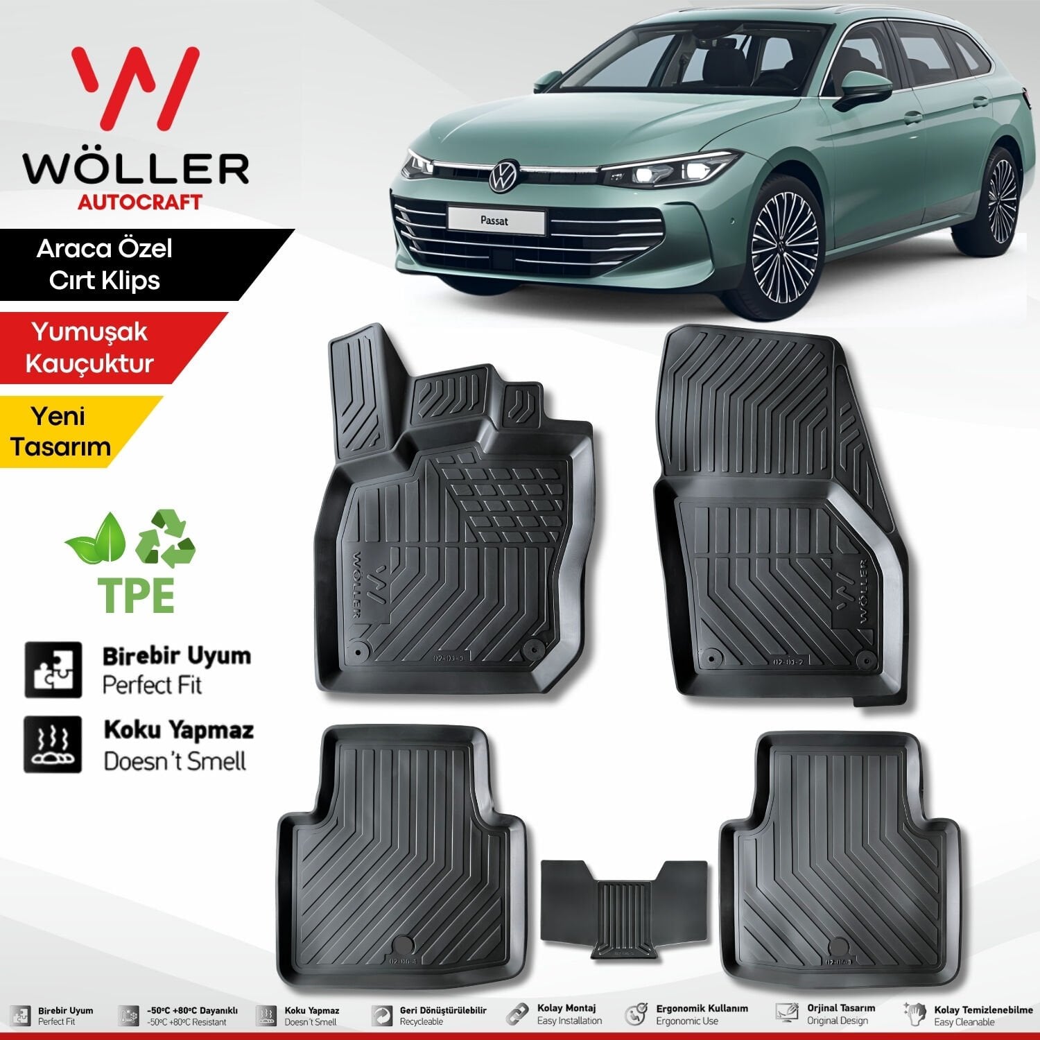 Volkswagen Passat B9 Paspas Variant 2024 Sonrası Uyumlu 3d Havuzlu Paspas