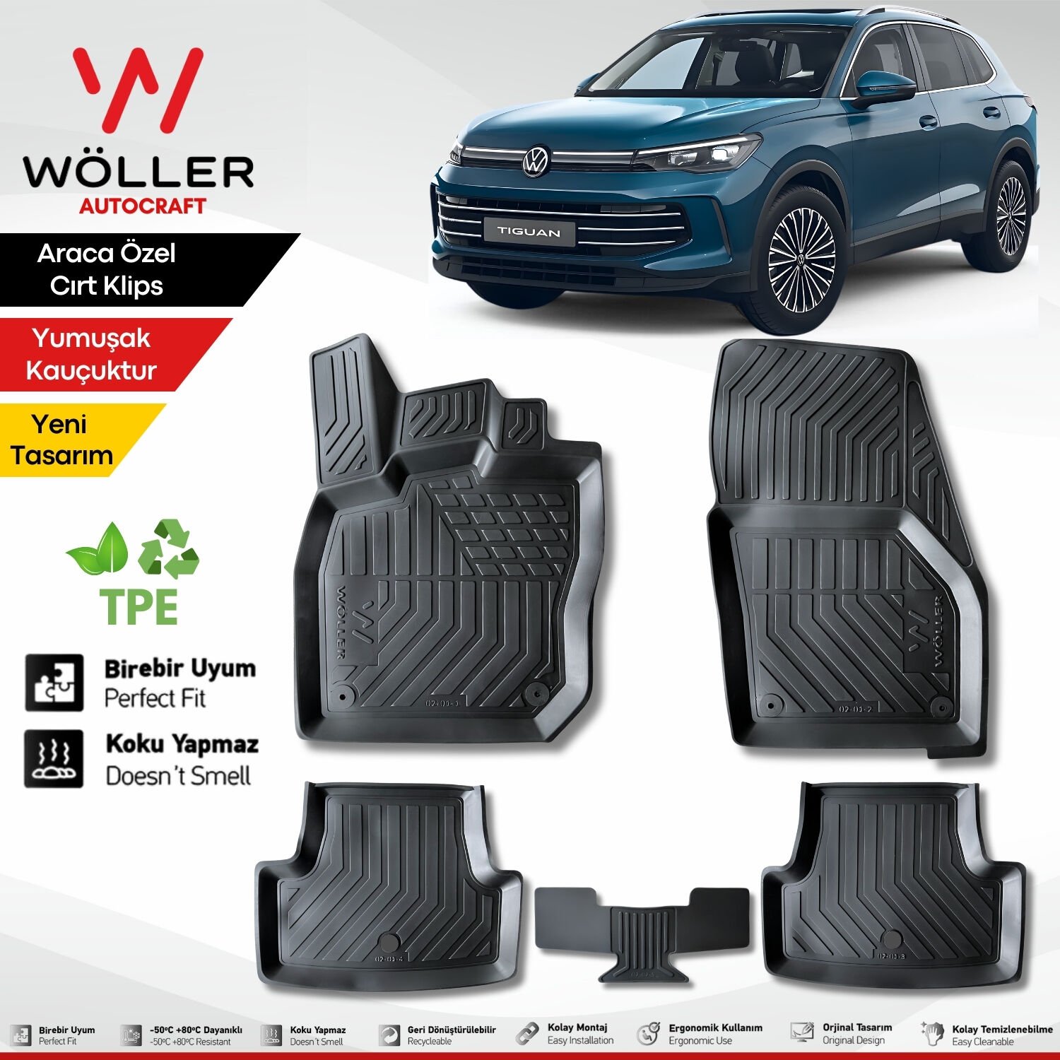 Volkswagen Tiguan Paspas 2024 Sonrası 3d Havuzlu Wöller Paspas