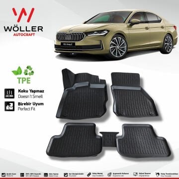 Skoda Superb Paspas 2024 Sonrası 3d Havuzlu Wöller Paspas