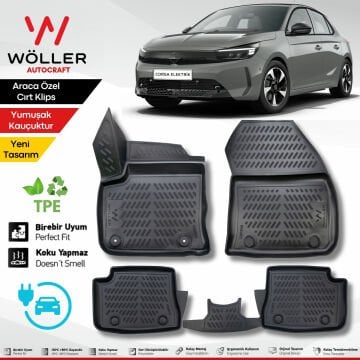 Opel Corsa E Paspas Elektrikli 2021 Sonrası Uyumlu 3d Havuzlu Wöller Paspas