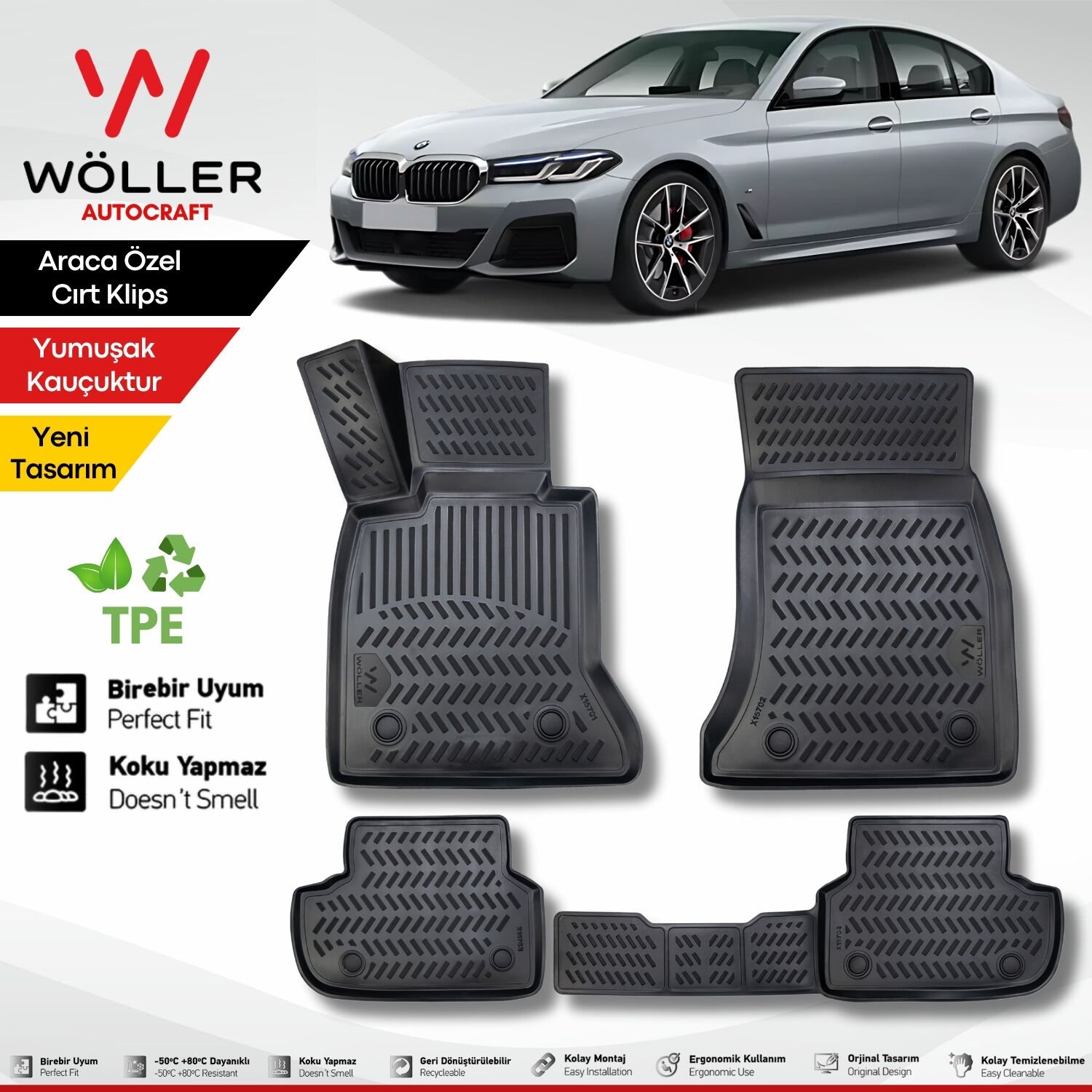 Bmw 5 Serisi G30 Paspas 2017 2023 Arası Uyumlu 3d Havuzlu Wöller Paspas