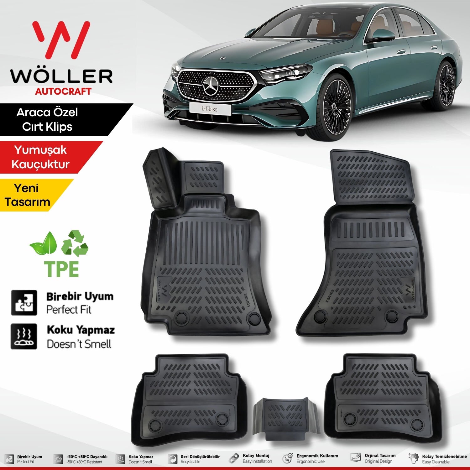 Mercedes E Serisi W214 Paspas 2023 Sonrası Uyumlu 3d Havuzlu Wöller Paspas