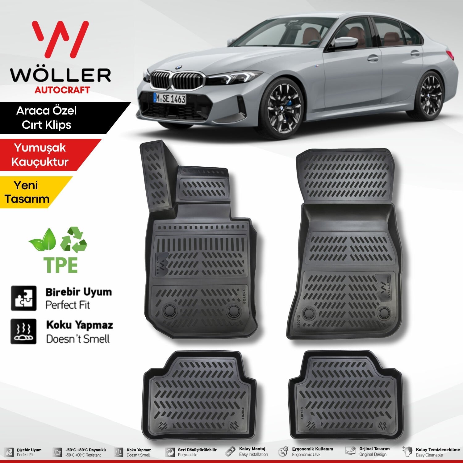Bmw 3 Serisi G20 Paspas 2019 2025 Arası Uyumlu 3d Havuzlu Wöller Paspas
