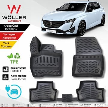Peugeot E 308 Paspas Elektrikli 2023 Sonrası Uyumlu 3d Havuzlu Wöller Paspas