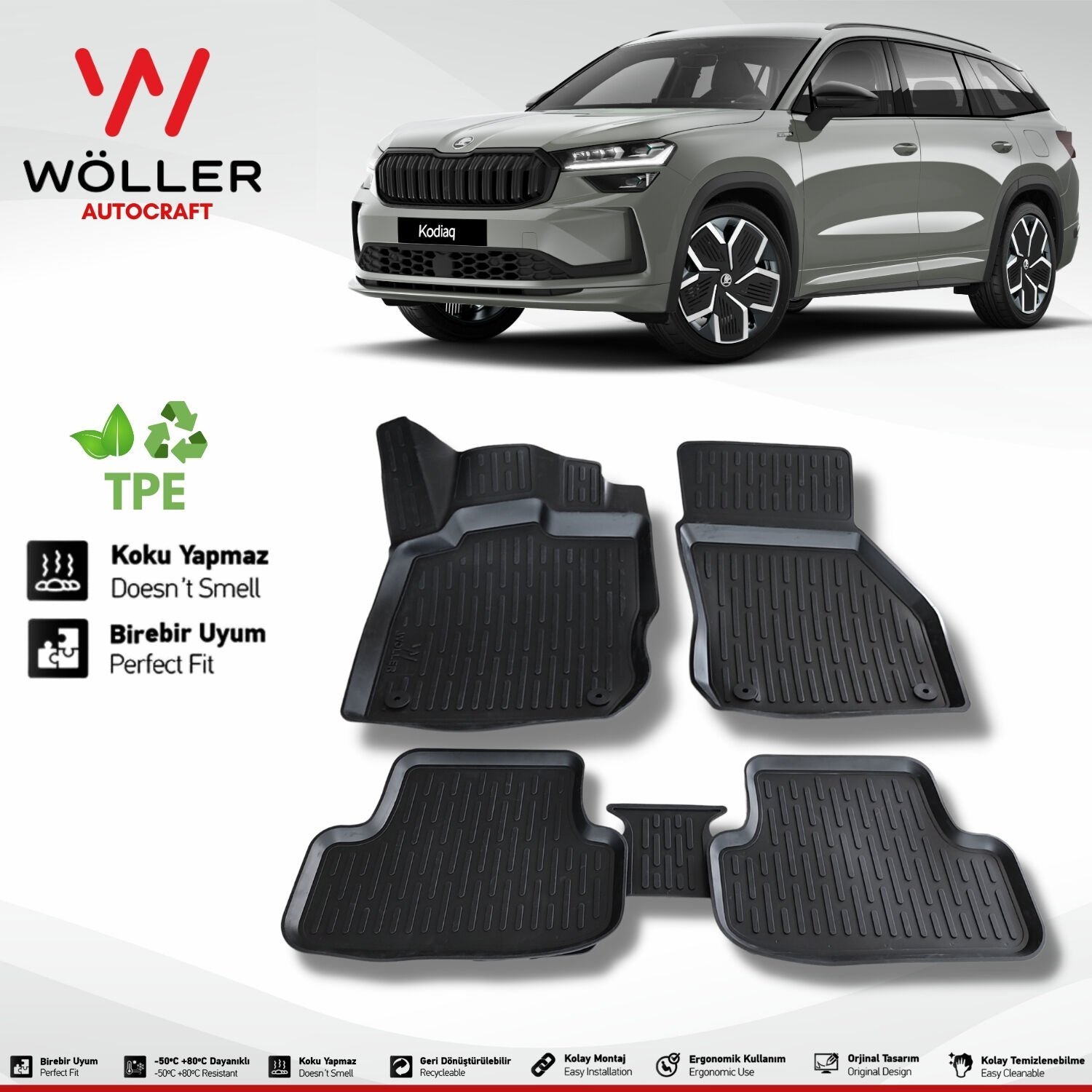 Skoda Kodiaq Paspas 2024 Sonrası Uyumlu 3D Wöller Ultraflex Esnek