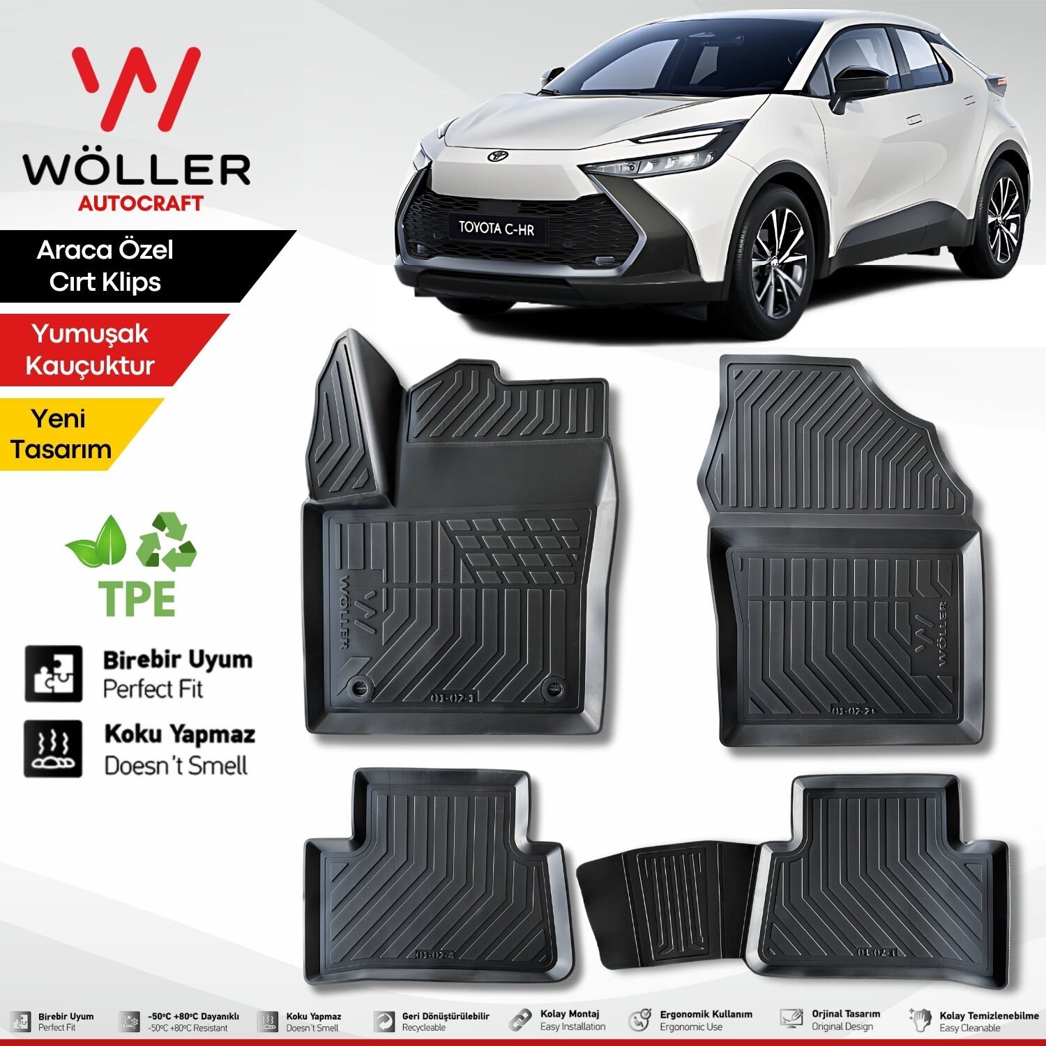 Toyota Chr Paspas 2016 2025 Arası Uyumlu 3d Havuzlu Wöller Paspas