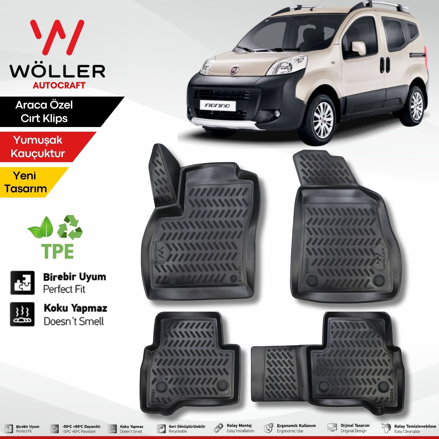 Fiat Fiorino Paspas 2007 2020 Arası 3d Havuzlu Wöller Paspas