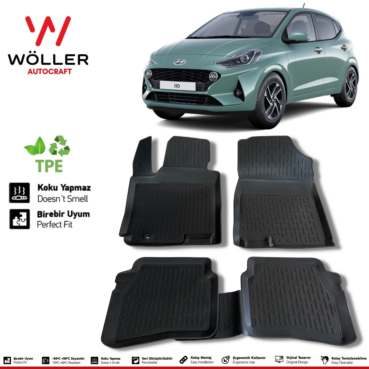 Hyundai İ10 Paspas 2020 Sonrası 3d Havuzlu Wöller Paspas