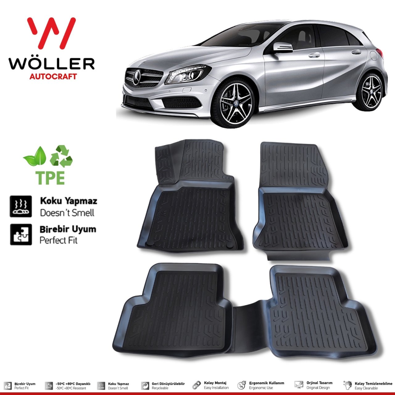 Mercedes A Serisi Paspas W176 2012 2018 Arası 3d Havuzlu Wöller Paspas