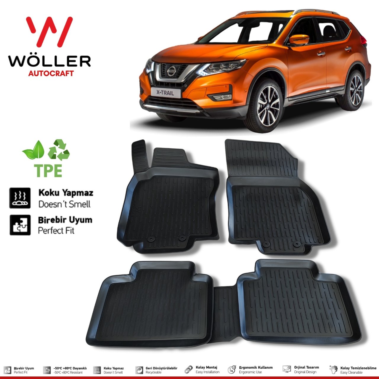 Nissan X Trail Paspas 2014 2021 Arası 3d Havuzlu Wöller Paspas