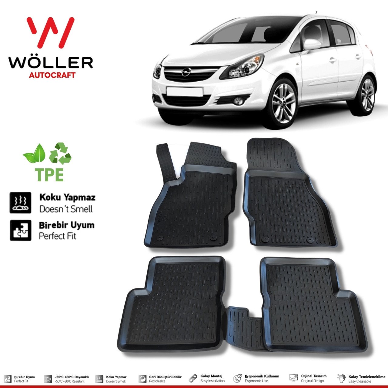 Opel Corsa D Paspas 2006 2014 Arası 3d Havuzlu Wöller Paspas