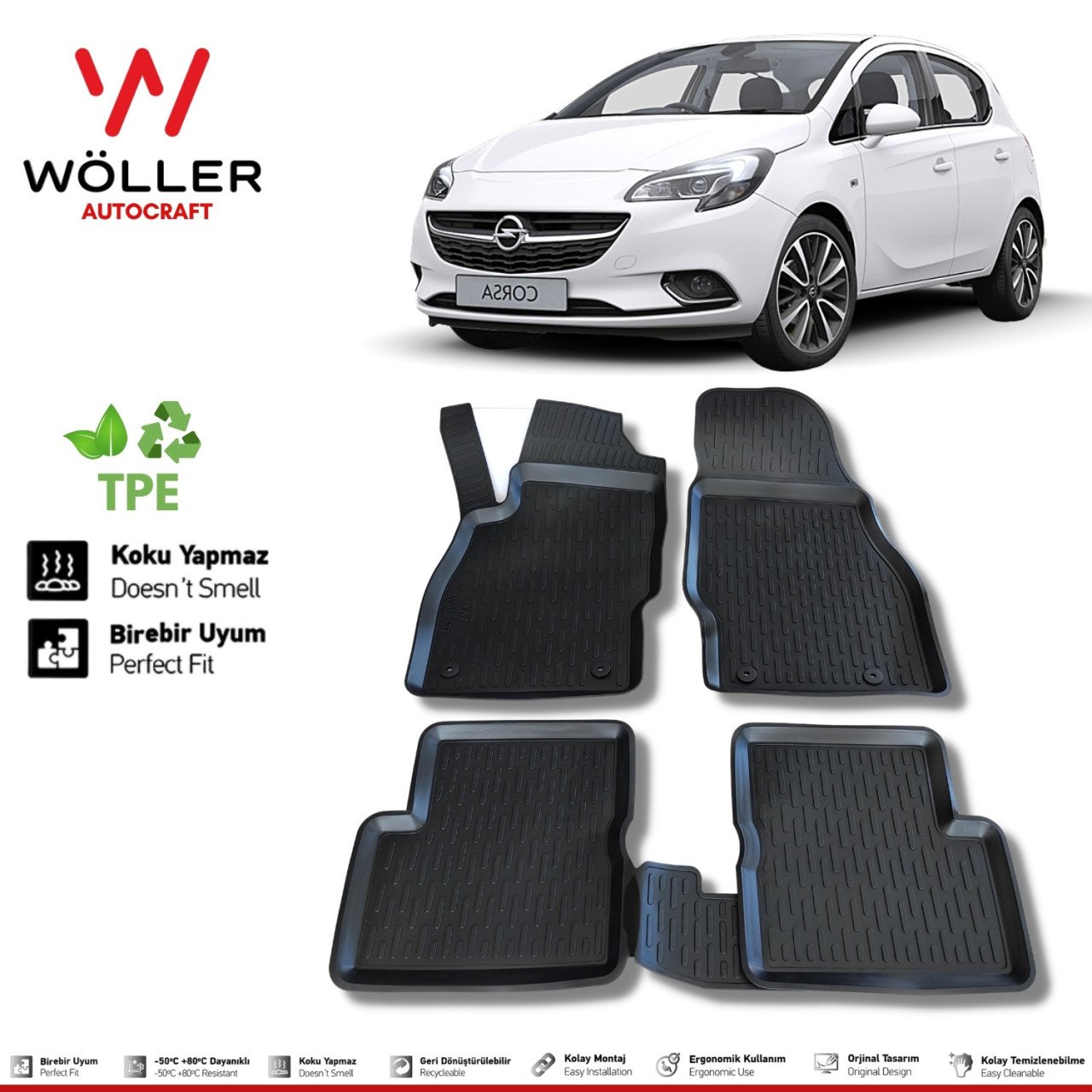 Opel Corsa E Paspas 2014 2019 Arası 3d Havuzlu Wöller Paspas