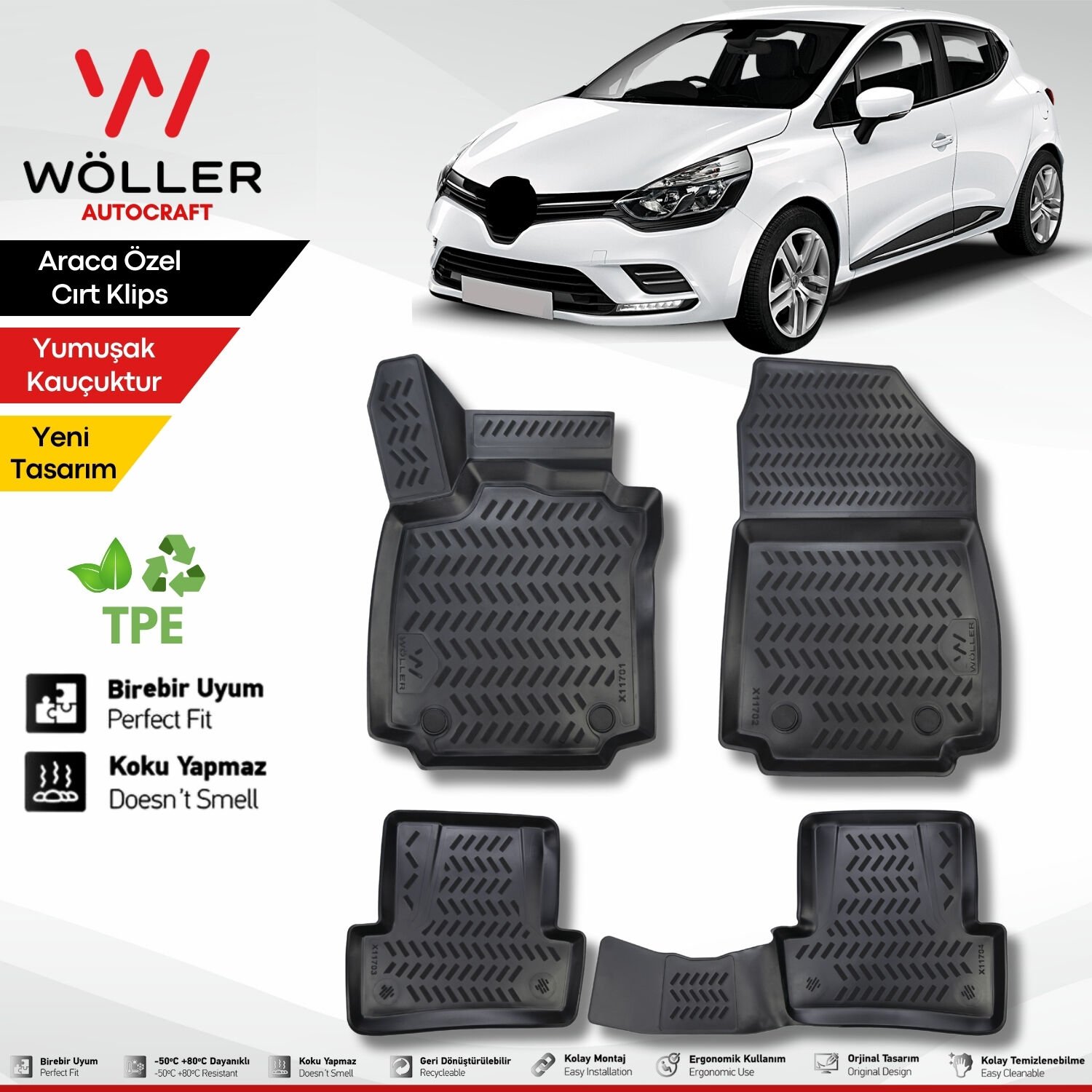 Renault Clio 4 Uyumlu Paspas 2012 2019 Arası 3d Havuzlu Paspas