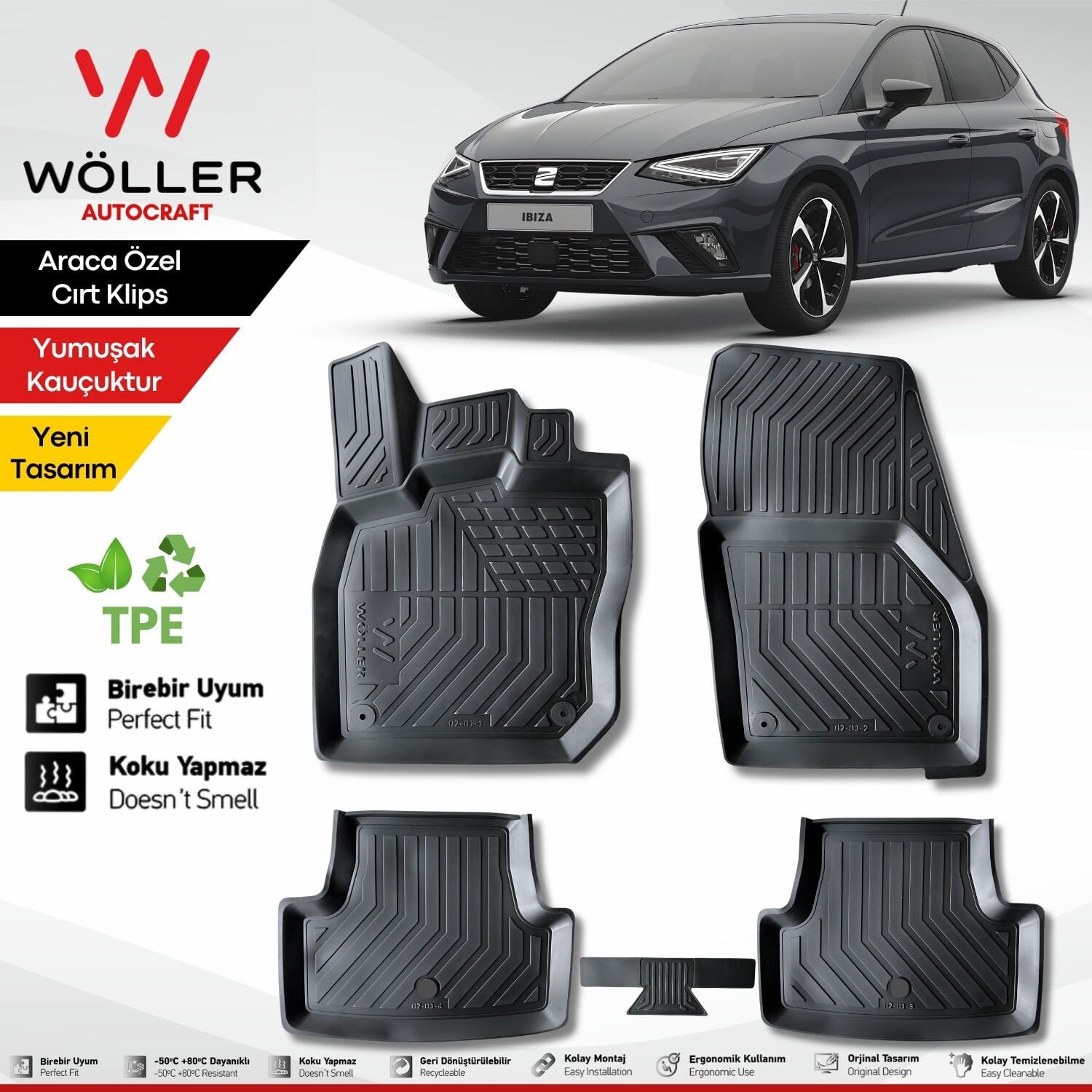 Seat ibiza Paspas 2017 2026 Arası Uyumlu 3d Havuzlu Wöller Paspas