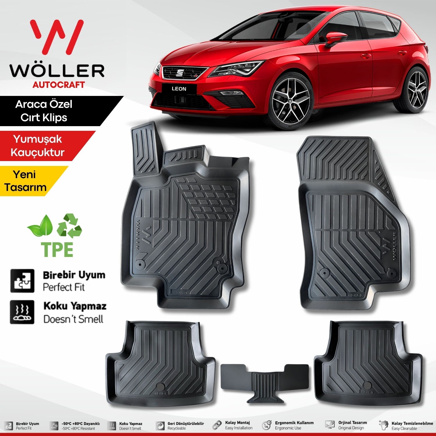 Seat Leon Paspas 2013 2020 Arası Uyumlu 3d Havuzlu Wöller Paspas