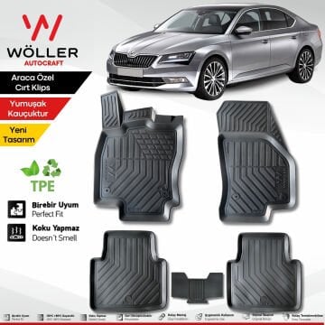 Skoda Superb Paspas 2015 2023 Arası Uyumlu 3d Havuzlu Wöller Paspas