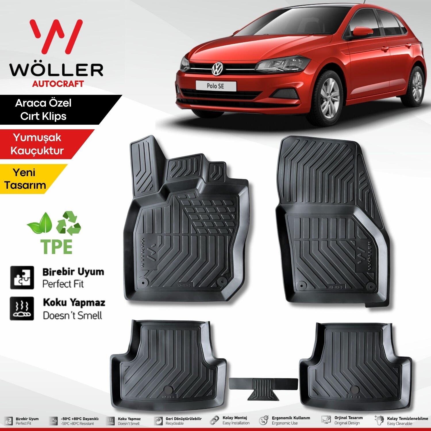 Volkswagen Polo Paspas 2017 2021 Arası 3d Havuzlu Wöller Paspas