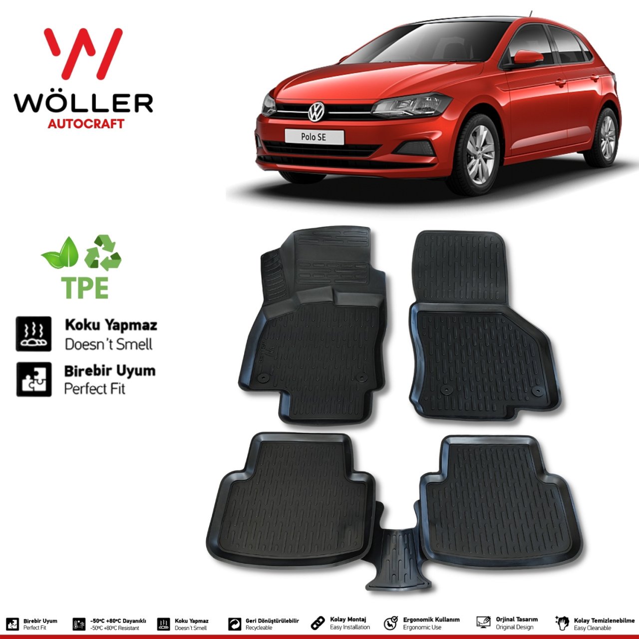 Volkswagen Polo Paspas 2017 2021 Arası 3d Havuzlu Wöller Paspas