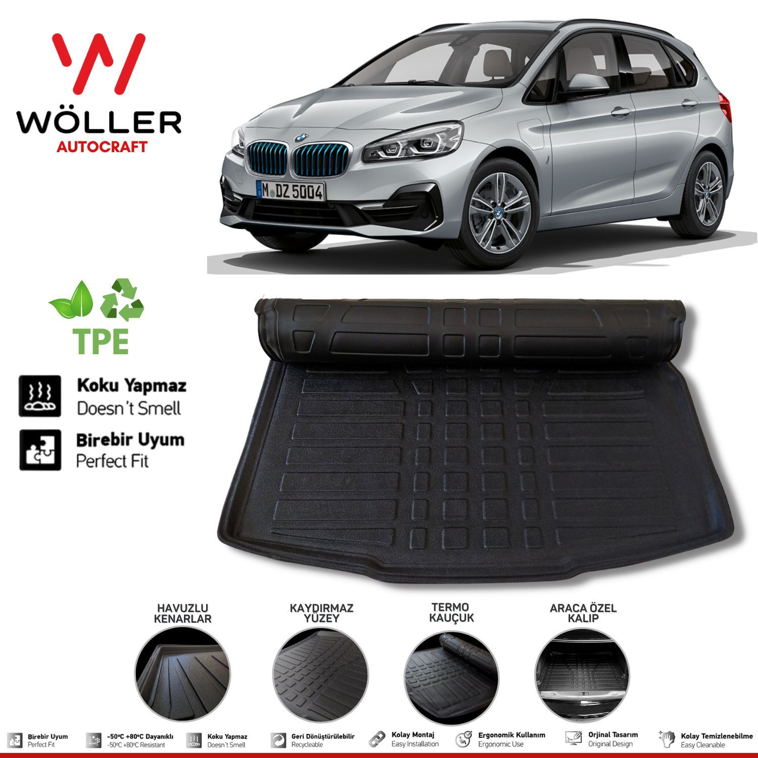 Bmw 2 Serisi Bagaj Havuzu F45 2014 2019 Arası 3D Wöller Ultraflex Esnek