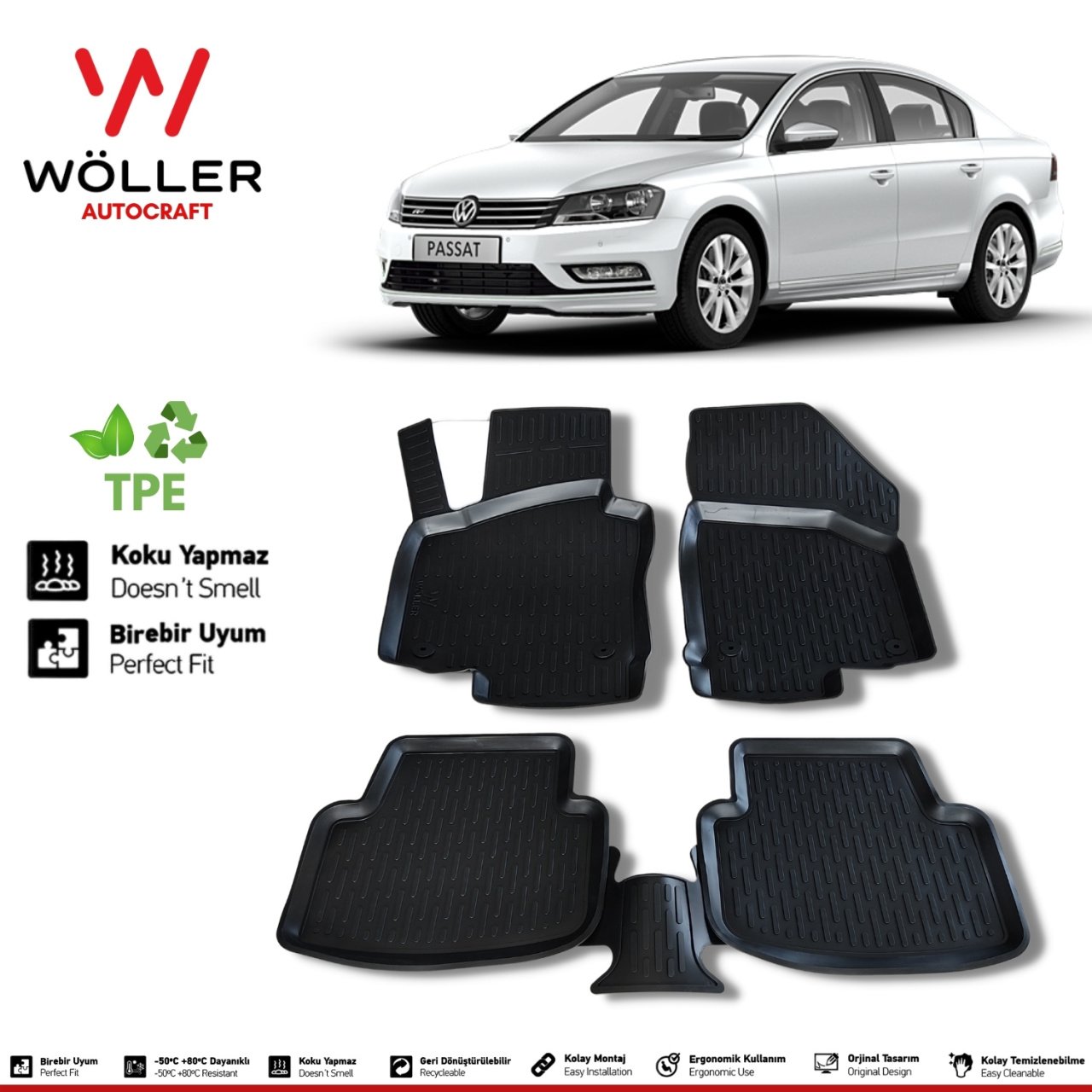 Volkswagen Passat B7 Paspas 2011 2014 Arası 3d Havuzlu Wöller Paspas