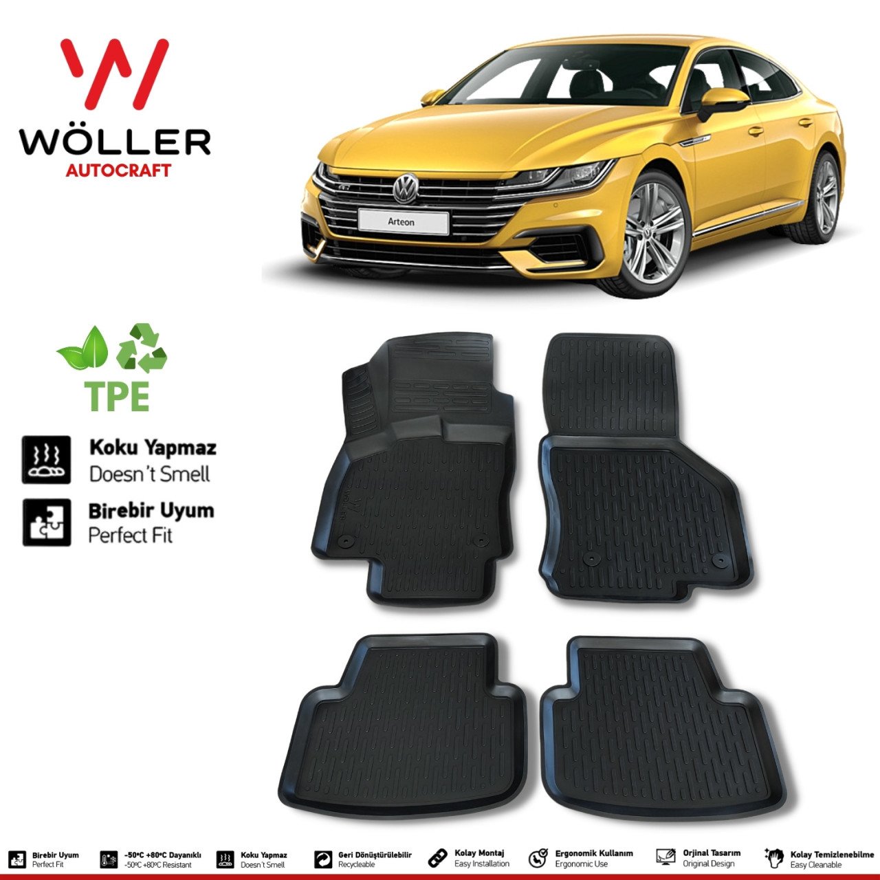 Volkswagen Arteon Paspas 2017 Sonrası 3d Havuzlu Wöller Paspas